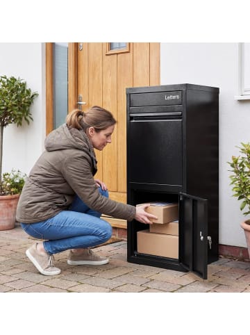 COSTWAY Paketbox mit Brief- & Paketabgabeschlitz 41 x 38 x 102 cm in Schwarz