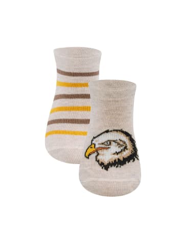 ewers 2er-Set Sneaker Socken 2er Pack Adler/Ringel in dunkel beige meliert