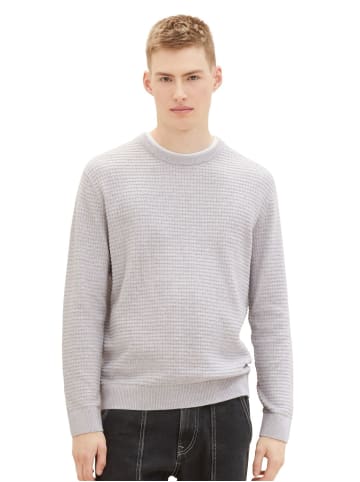 TOM TAILOR Denim Pullover STRUCTURED DOUBLELAYER in Grau