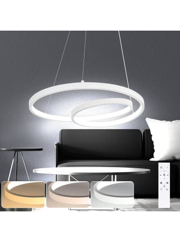 ZMH LED Pendelleuchte in Weiß Modern L 40CM Dimmbar mit Fernbedienung
