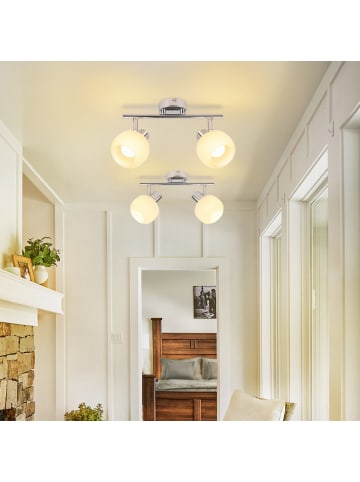 ZMH Deckenleuchte in Weiß 2-flammige E14 Glas Morden schwenkbar Deckenspots