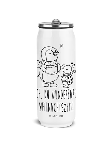 Mr. & Mrs. Panda Wasserflasche Smörle Winterzeit mit Spruch in Weiß
