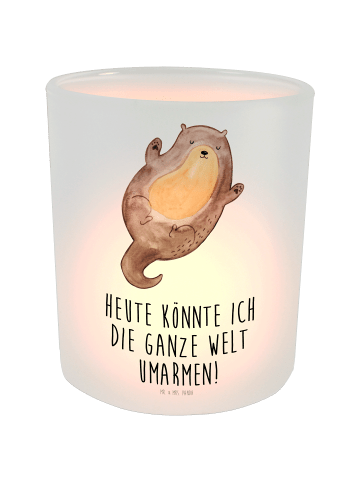 Mr. & Mrs. Panda Teelicht Otter Umarmen mit Spruch in Transparent