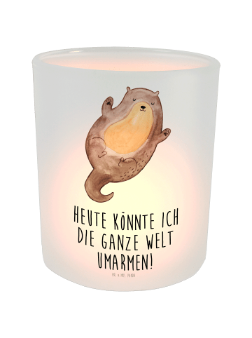 Mr. & Mrs. Panda Windlicht Otter Umarmen mit Spruch in Transparent