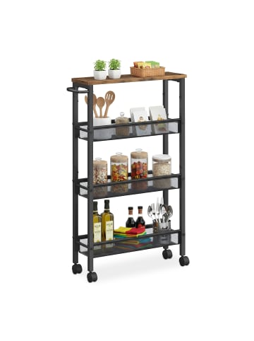 relaxdays Nischenwagen in Braun/ Schwarz - (B)13 x (H)77 x (T)45,5 cm