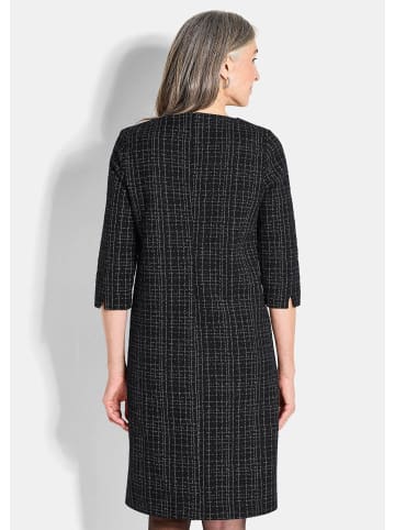 GOLDNER Tweedkleid Midi Baumwollkleid mit Karomuster in schwarz / gemustert