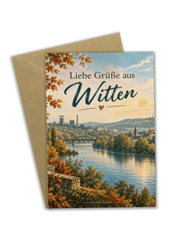 Grußkarte Stadt heimatverbunden Design mit Spruch in Weiß