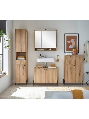 home24 home24 Beleuchteter Spiegelschrank aus Holzwerkstoff in Braun - 23 x 80 x 75 cm in Eiche Evoke Coast Dekor
