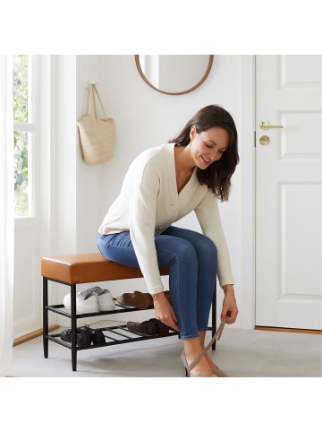relaxdays Schuhbank in Braun - (B)80 x (H)50 x (T)30 cm