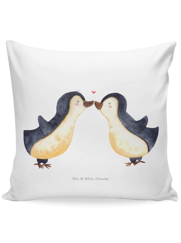 Mr. & Mrs. Panda Kissen Pinguin Liebe ohne Spruch in Weiß