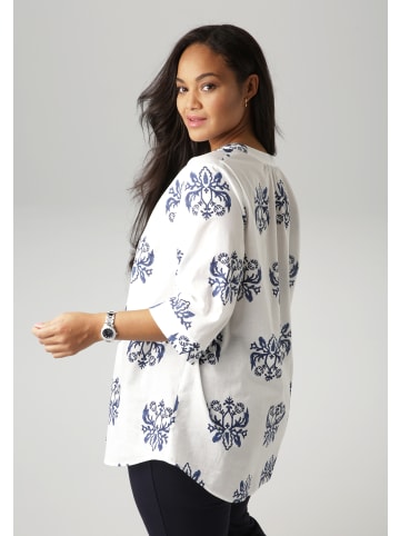 Aniston PLUS Longbluse in weiß-marine-blau