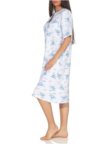 NORMANN kurzarm Nachthemd florales Muster - 47176 in hellblau