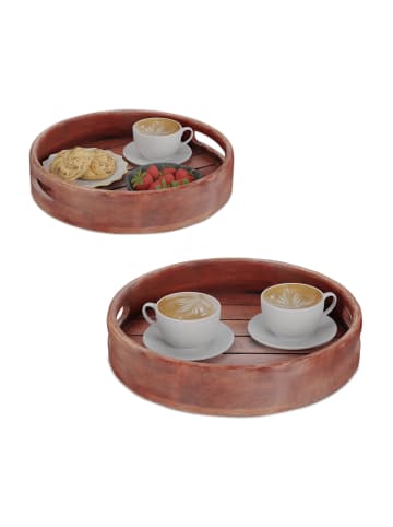 relaxdays 2-tlg. Tablett-Set in Braun