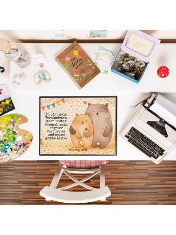 Mr. & Mrs. Panda Schreibunterlage Bären Liebe Design mit Spruch in Weiß