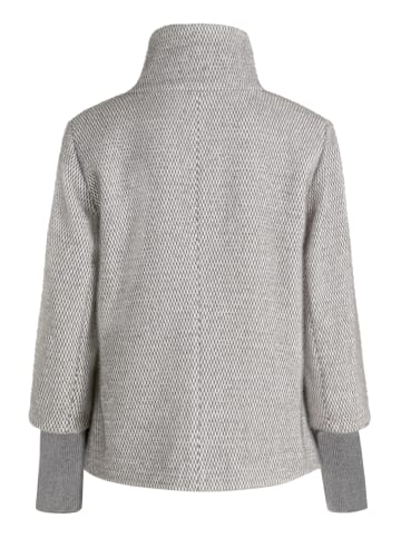 BETTY & CO Kuscheljacke mit Rippbündchen in Grau/Weiß