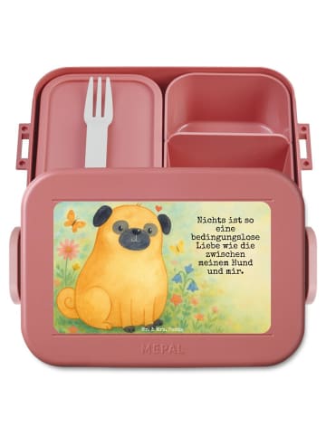Mr. & Mrs. Panda Bento Box Mops Design mit Spruch in Rot Pastell