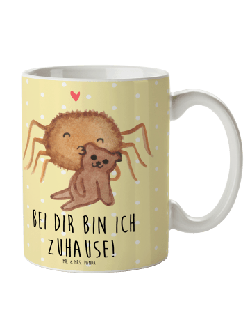 Mr. & Mrs. Panda Tasse Spinne Agathe Teddy mit Spruch in Gelb Pastell