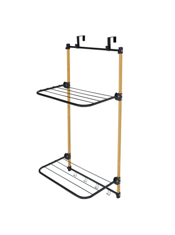 relaxdays Wäscheständer in Schwarz/ Natur - (B)45 x (H)91 x (T)30 cm
