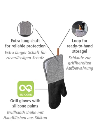 Wenko Topfhandschuhe Silikon Mod. Ada Schwarz, 2er, Topfhandschuhe Silikon Ada Schwarz, 2er in Grau