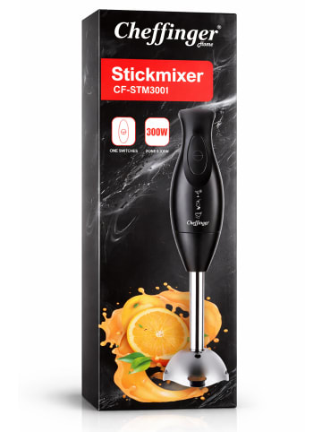 Cheffinger Edelstahl 300W Stabmixer Pürierstab in Schwarz