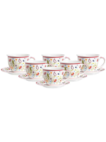 Ritzenhoff & Breker 6er Set Milchkaffee Tassen mit Untertassen Shanti 350 ml bunt in bunt