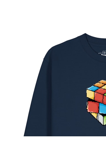 wat? Apparel Sweatshirt Pixel Zauberwürfel in Dunkelblau