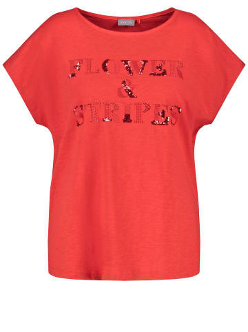 SAMOON T-Shirt Kurzarm Rundhals in Power Red gemustert