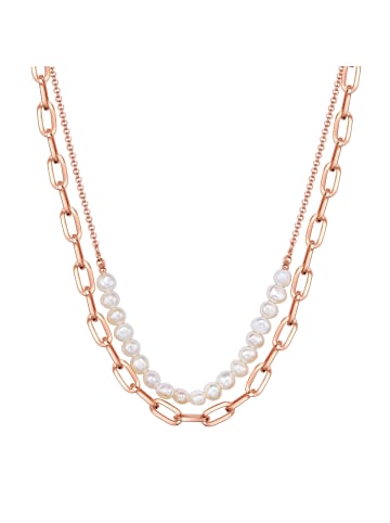 Lulu & Jane Perlen-Kette Metall-Legierung Süßwasser-Zuchtperle in roségold