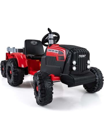 COSTWAY Elektro Aufsitztraktor mit Anhänger 24V ab 3 Jahren in Rot