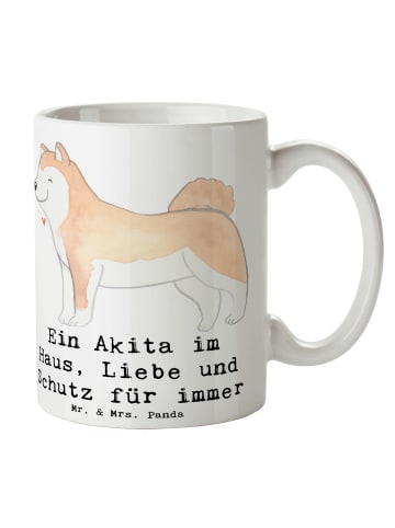 Mr. & Mrs. Panda Kaffeebecher Akita Inu Liebe mit Spruch in Weiß
