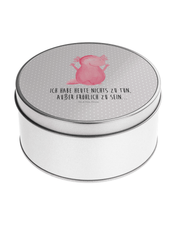 Mr. & Mrs. Panda Kaffeedose Axolotl Hurra mit Spruch in Grau Pastell