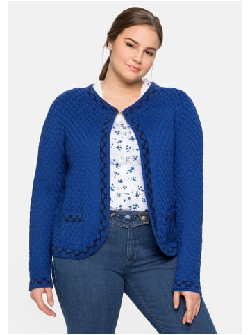 sheego Trachten-Strickjacke in royalblau