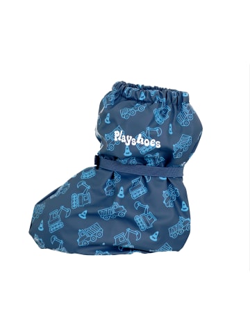 Playshoes Regenfüßlinge mit Fleece-Futter Baustelle in Marine