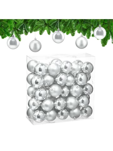 relaxdays 50-tlg. Weihnachtskugeln Set in Silber