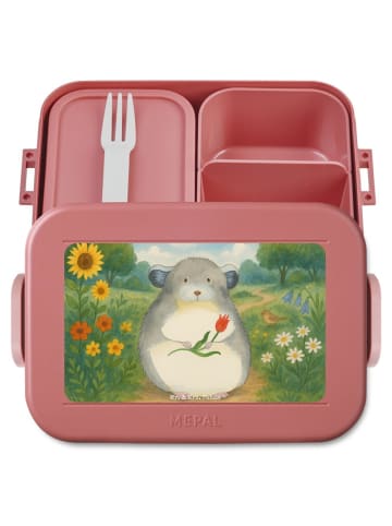 Mr. & Mrs. Panda Bentobox Chinchilla Blume Design ohne Spruch in Rot Pastell