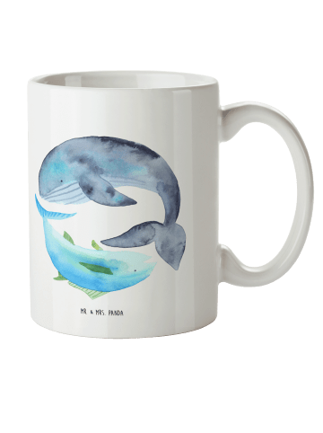 Mr. & Mrs. Panda Becher Walfisch Thunfisch ohne Spruch in Weiß