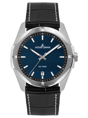 Jacques Lemans Herrenuhr Melbourne 10 Bar Wasserdicht Blau / Schwarz / Silber