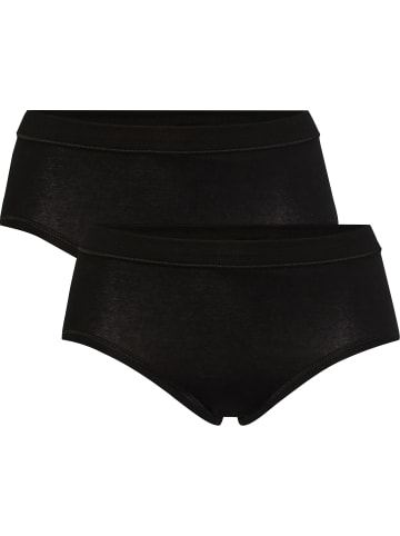 Con-ta Baumwolle, Feinripp Hüftslip 2er-Pack in schwarz