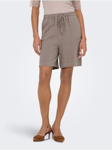 ONLY Shorts mit Bindeband in Leinenoptik in Braun-2