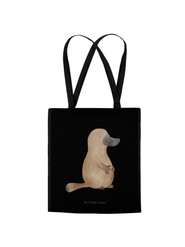 Mr. & Mrs. Panda Tote Bag Schnabeltier Mut ohne Spruch in Schwarz