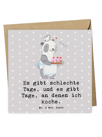 Mr. & Mrs. Panda Deluxe Karte Bär Kochen mit Spruch in Grau Pastell