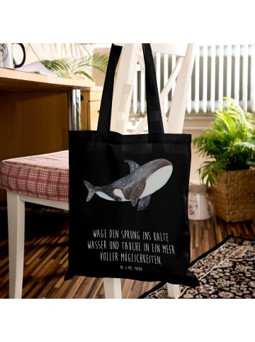 Mr. & Mrs. Panda Tote Bag Orca mit Spruch in Schwarz