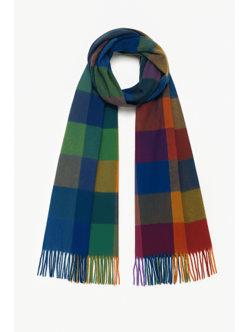 Faera Weicher Strickschal mit Fransen und geometrischem Muster in Mehrfarbig