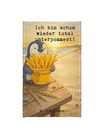 Mr. & Mrs. Panda Gästehandtuch Pinguin Pommes Eimer Design mit S... in Weiß
