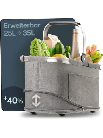 Praknu Einkaufskorb Faltbar – 2 in 1 Erweiterbar 25L auf 35L Waschbarer Bezug