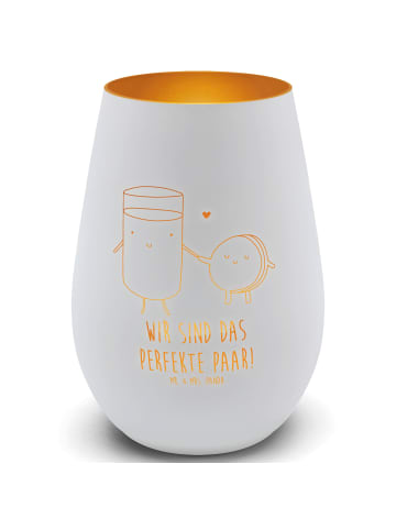 Mr. & Mrs. Panda Kerzenhalter Milch Keks mit Spruch in Weiß