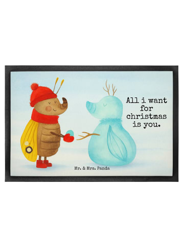 Mr. & Mrs. Panda fußmatte Nachtfalter Schneemann Design mit Spruch in Weiß