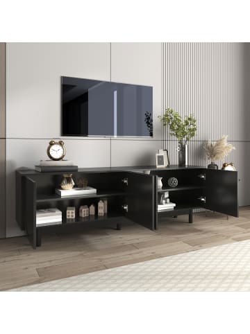 ABRIHOME TV Schrank in Schwarz mit verstellbaren Einlegeplatten 175x38x56 cm
