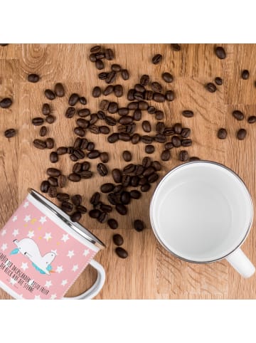 Mr. & Mrs. Panda Camping Emaille Tasse Einhorn Sternenhimmel mit... in Rot Pastell