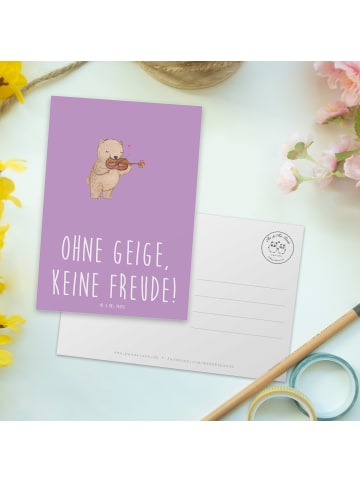 Mr. & Mrs. Panda Grußkarte Geige Freude mit Spruch in Lavendeltraum